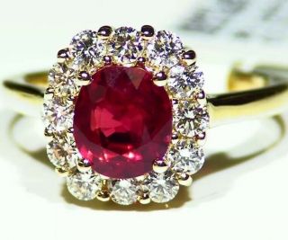 2.  83ct 14k Gold Natural Ruby Cut Diamond Halo Vintage Engagement Ring Retro Deco