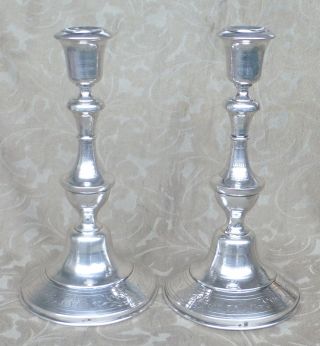 2 Antique 19th C Vienna Austrian Hungary Shabbat Sterling Silver Candlesticks