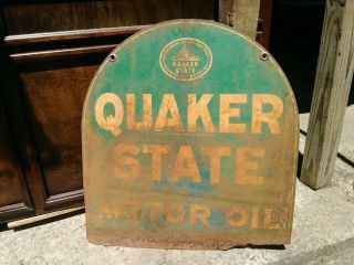 Vintage 1950 ' s Quaker State Motor Oil Gas Station 2 Sided 29 
