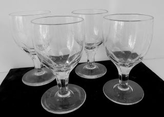 Set 4 Antique Panel Cut Goblet Wine Glasses Paneled Stem Exc.  Cond.