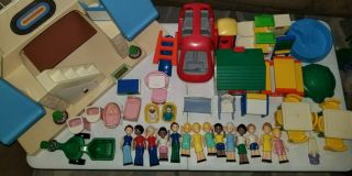 Vintage Little Tikes Place Playhouse Van,  Tractor,  Furniture 50,  Piece Dollhouse