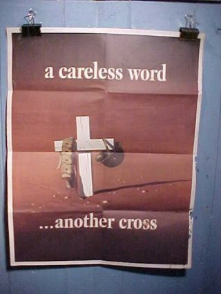 Orig Wwii Home Front Poster 1943 - A Careless Word - Another Cross