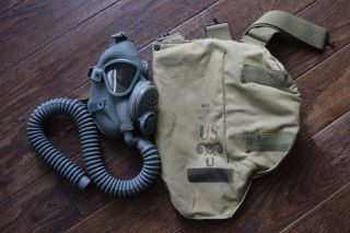 Wwii Us Army Gas Mask And Canvas Bag Dated 1942 No Canister
