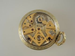 Rare Masonic Pocket Watch By Dudley,  Usa C1920