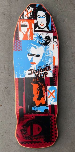 Very Rare Vintage 1986 Town & Country Johnee Kop Faces Collage Nos Skateboard