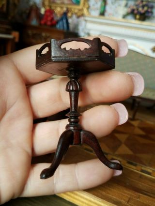 Antique Vintage Dollhouse Miniature Artisan 2 Side Tables 1:12 8