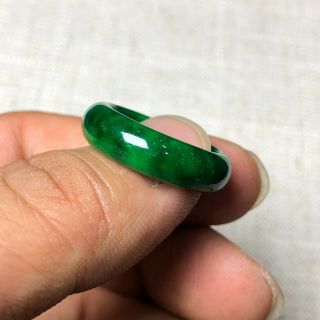 Collectible Green Jadeite Jade Handwork Chinese Rare Good Fortune No.  7.  5 Ring