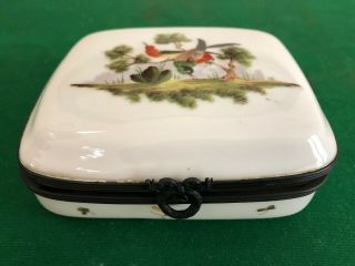 Antique Hand - Painted Porcelain French Sevres Type Hinged Trinket Box