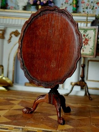 Antique Vintage Dollhouse Miniature Artisan Round Tilt Top Table 1:12