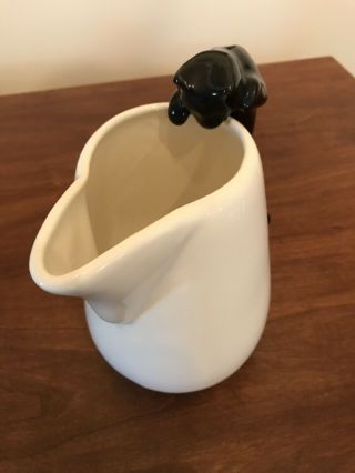 Camark Pottery Cat Pitcher White/ Black Cat Vintage 880 4