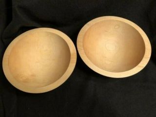 Set Of 2 Vintage Granville Company Made In Vermont Wooden Salad Bowls 7 " Vgc