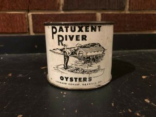 Vintage Patuxent River Leonard Copsey Oraville Md Old Oyster Can Advertising Tin