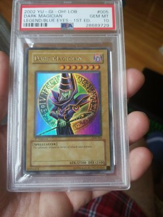 Yugioh PSA 10 Dark Magician LOB 005 1st Edition in GEM Extremely Rare 4
