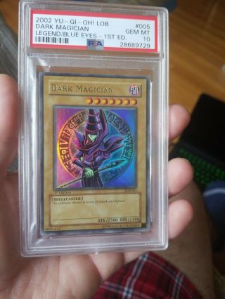 Yugioh PSA 10 Dark Magician LOB 005 1st Edition in GEM Extremely Rare 5