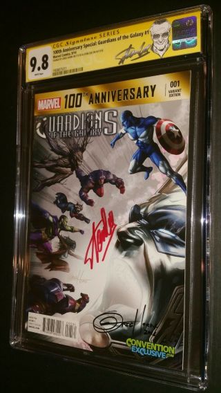 GUARDIANS OF THE GALAXY 1 100TH ANNIVERSARY CGC SS 9.  8 STAN LEE GREG HORN RARE 6