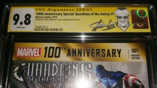 GUARDIANS OF THE GALAXY 1 100TH ANNIVERSARY CGC SS 9.  8 STAN LEE GREG HORN RARE 7