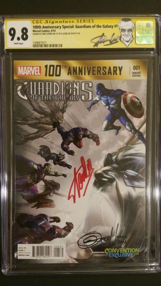 GUARDIANS OF THE GALAXY 1 100TH ANNIVERSARY CGC SS 9.  8 STAN LEE GREG HORN RARE 9