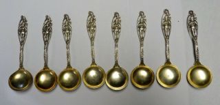 8 Labors Of Cupid Dominick & Haff Sterling Silver Chocolate Spoons 3.  9 Toz