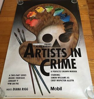 Pbs Mystery Poster Artists In Crime / Simon Williams - Vintage 1996 / Very Good