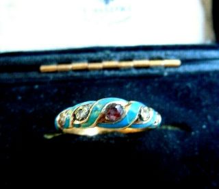Imper.  Russian 56 Gold Ring With Diamonds In Enamel,  Faberge Design 19th Century