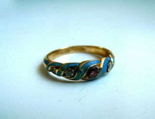 imper.  RUSSIAN 56 Gold RING with Diamonds in Enamel,  Faberge design 19th century 2