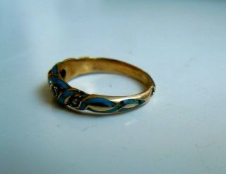 imper.  RUSSIAN 56 Gold RING with Diamonds in Enamel,  Faberge design 19th century 4