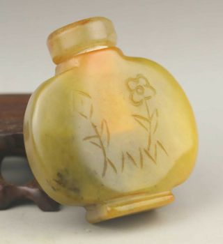 Chinese Old Natural Jade Hand - Carved Statue Snuff Bottle 2.  2 Inch