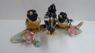 Oriole China Statue 3 Birds On A Branch Porcelain Figurine