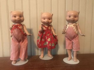 Ralph Freundlich Three Little Pig Pigs Set Antique Composition Doll Vintage