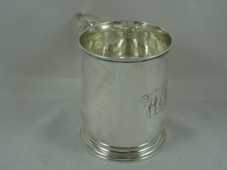 Rare,  George Ii Solid Silver Pint Tankard,  1735,  370gm