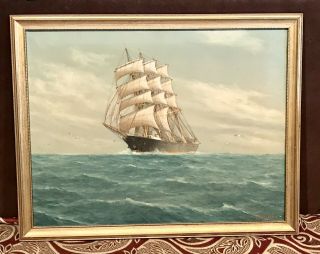 Vintage Antique Oil/Canvas Painting Drawing Seascape Signed LRapaluoa Gilt Frame 2