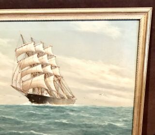 Vintage Antique Oil/Canvas Painting Drawing Seascape Signed LRapaluoa Gilt Frame 8