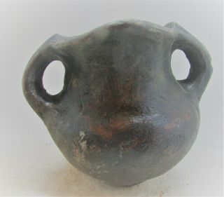 Circa 5th Century Bc Ancient Greek Terracotta Blackware Amphora Vessel