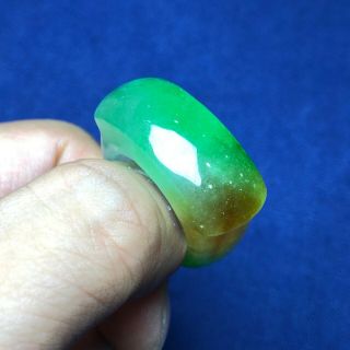 Chinese Three - Colored Jadeite Jade Handwork Collectible Saddle Shape No.  9 Ring