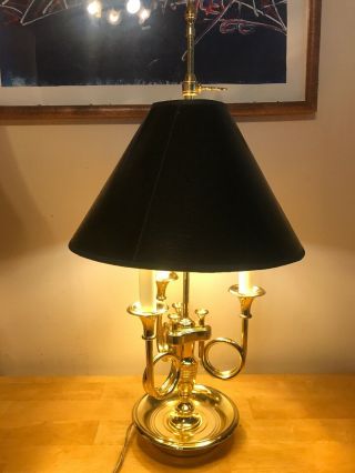 Vintage Baldwin Brass French Horn Bouillotte 3 Arm Table /desk Lamp
