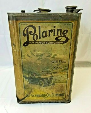 Wow Rare - Antique Polarine Standard Motor Oil Five Gallon Metal Can