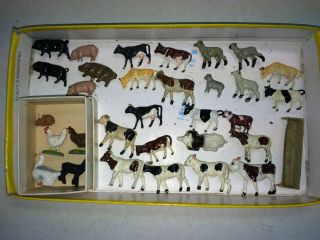 Group Of 30 Ho Vintage 50s/60s Metal Train Layout Animal Figures,  Cows,  Sheep,  Pigs