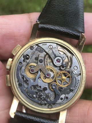 Vintage 14kt Gold UNIVERSAL GENEVE COMPAX CHRONOGRAPH Wristwatch Chrono 1940s 10