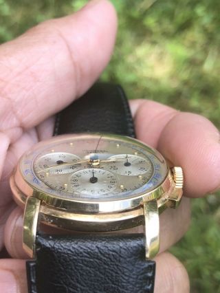 Vintage 14kt Gold UNIVERSAL GENEVE COMPAX CHRONOGRAPH Wristwatch Chrono 1940s 7