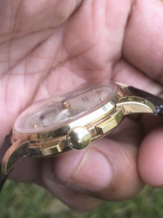 Vintage 14kt Gold UNIVERSAL GENEVE COMPAX CHRONOGRAPH Wristwatch Chrono 1940s 8