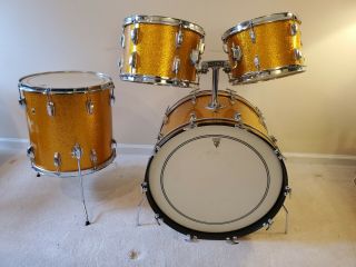 Vintage Ludwig Hollywood 1968 Gold Sparkle Drums