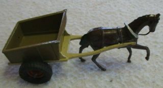 Britains Home Farm Series Horse With Dump Cart 126f Tyred Lead Figure Vintage