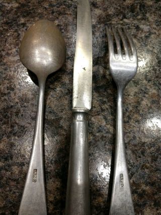 1939 & 1942 German Ww2 Army And Navy Fork Spoon Knife Utensils Rare