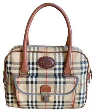 Authentic Vintage Burberrys Of London Nova Check Plaid Medium Satchel Handbag