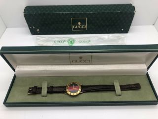 Gucci 3000.  2l Shelly/sherry Face G/r/g Dial 18kgp Watch W/box