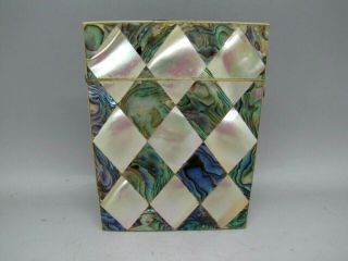 Antique Calling Card Case Mother Of Pearl & Abalone Victorian Mop