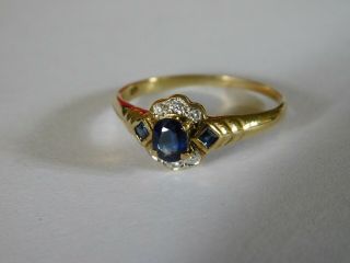 Antique / Vintage 18ct Gold Sapphire & Diamond Ring