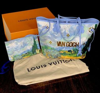 Authentic Louis Vuitton Van Gogh Masters Rare Neverfull Mm Tote & Pochette