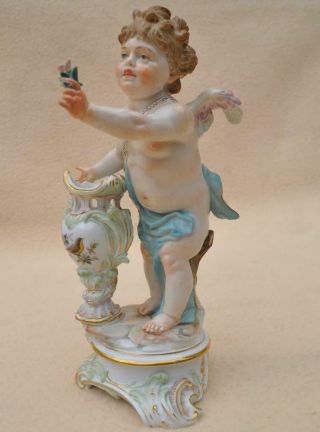 Antique Meissen Porcelain " Cupid With Flowers " Figure P119