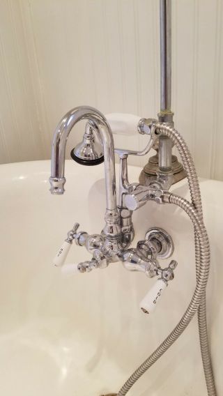 antique clawfoot tub with faucet and shower attachment - very good shape 2